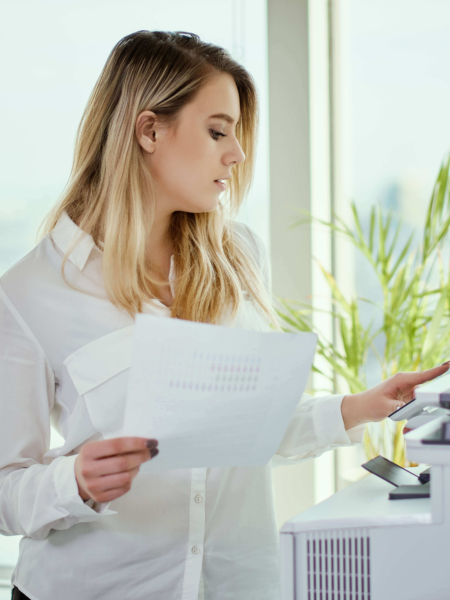 Office worker using printer