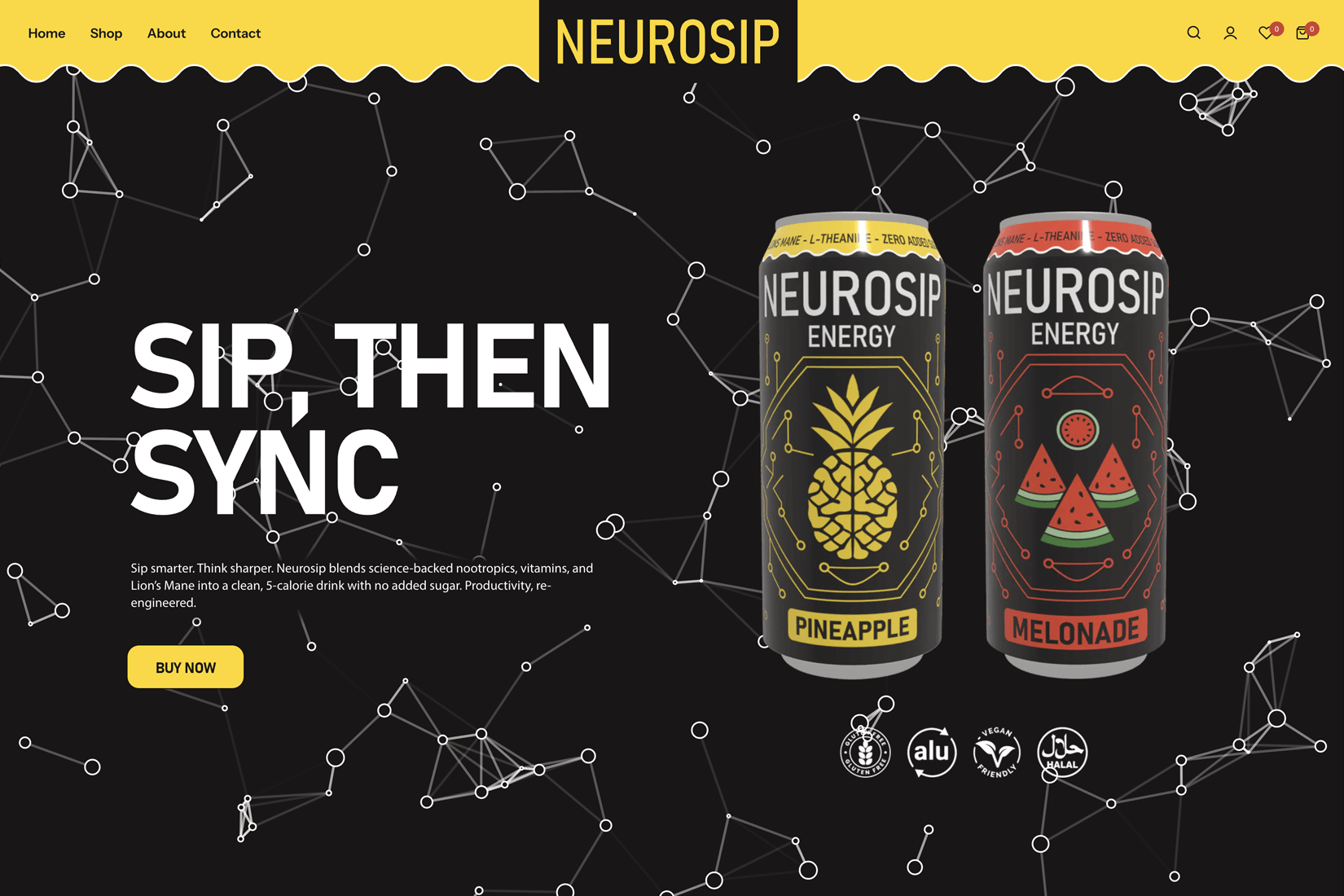 Neurosip homepage design