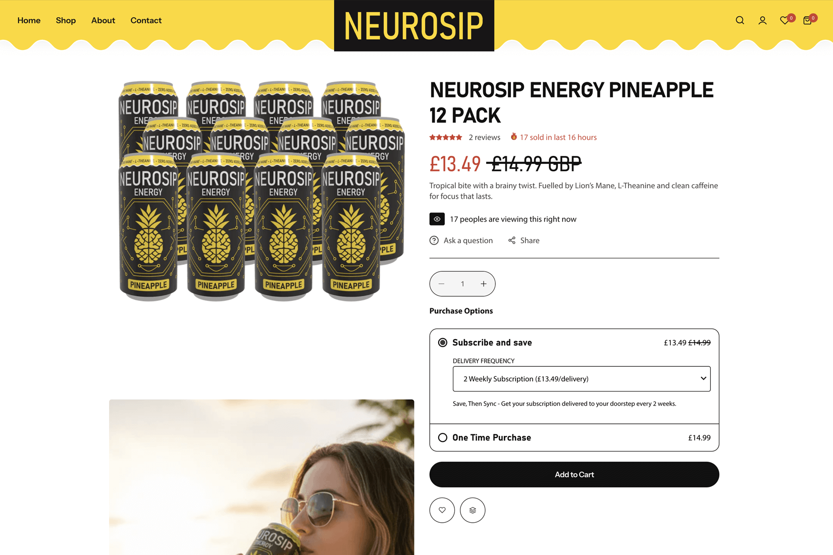 Neurosip product page design